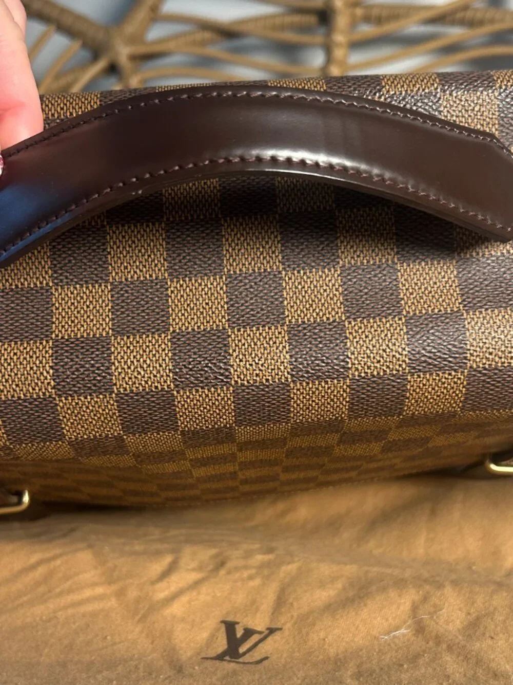 Louis Vuitton Broadway Bag in Damier Ebene & dust bag